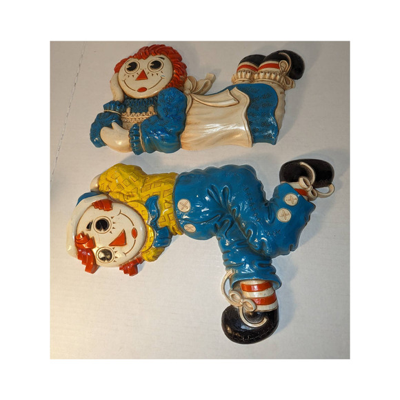 Vintage 1977 Raggedy Ann & Andy Wall Hanging Plaques Home Decor Bobbs-Merrill Co - Picture 1 of 11